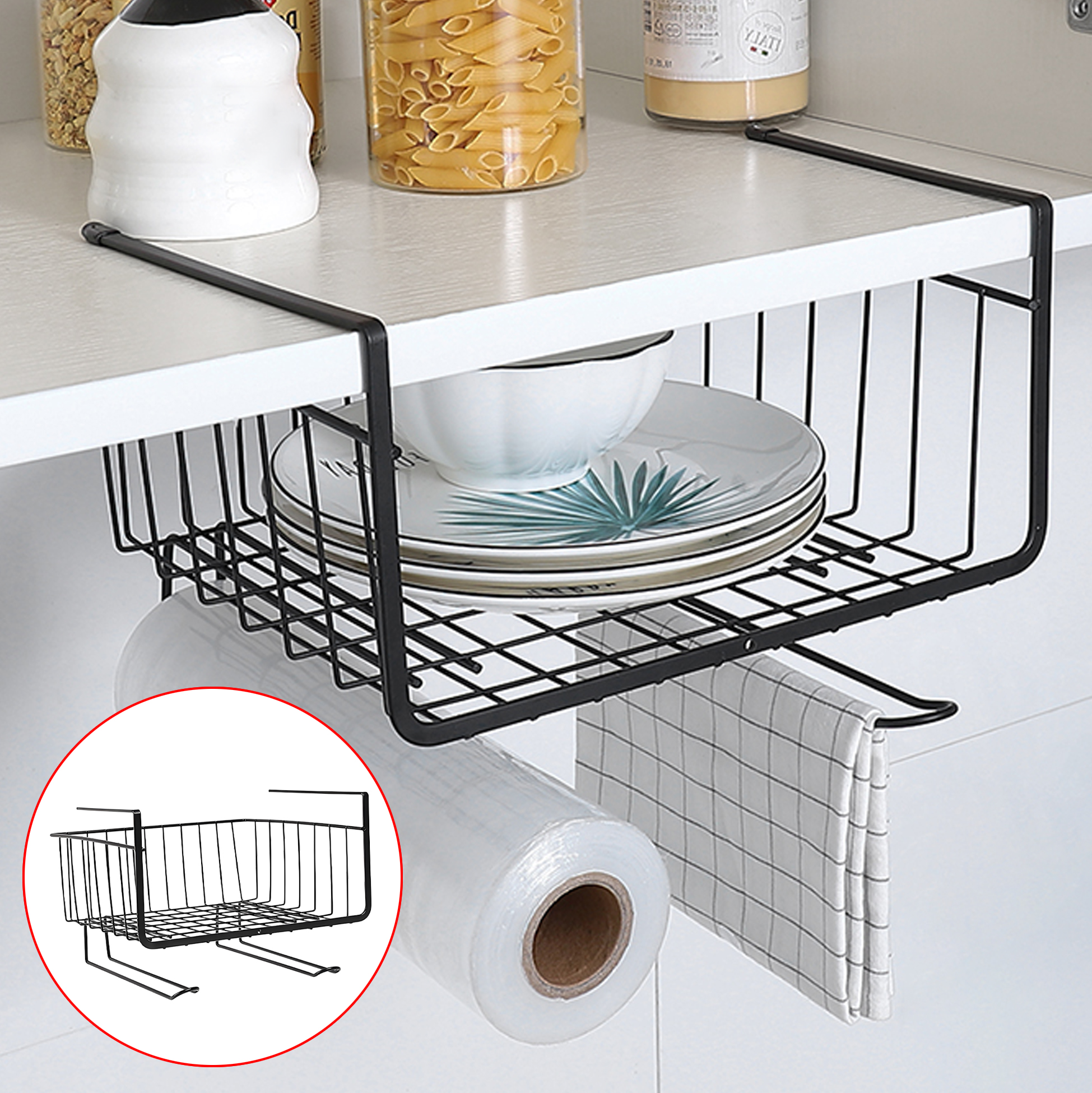 Black Metal Wire Storage Basket