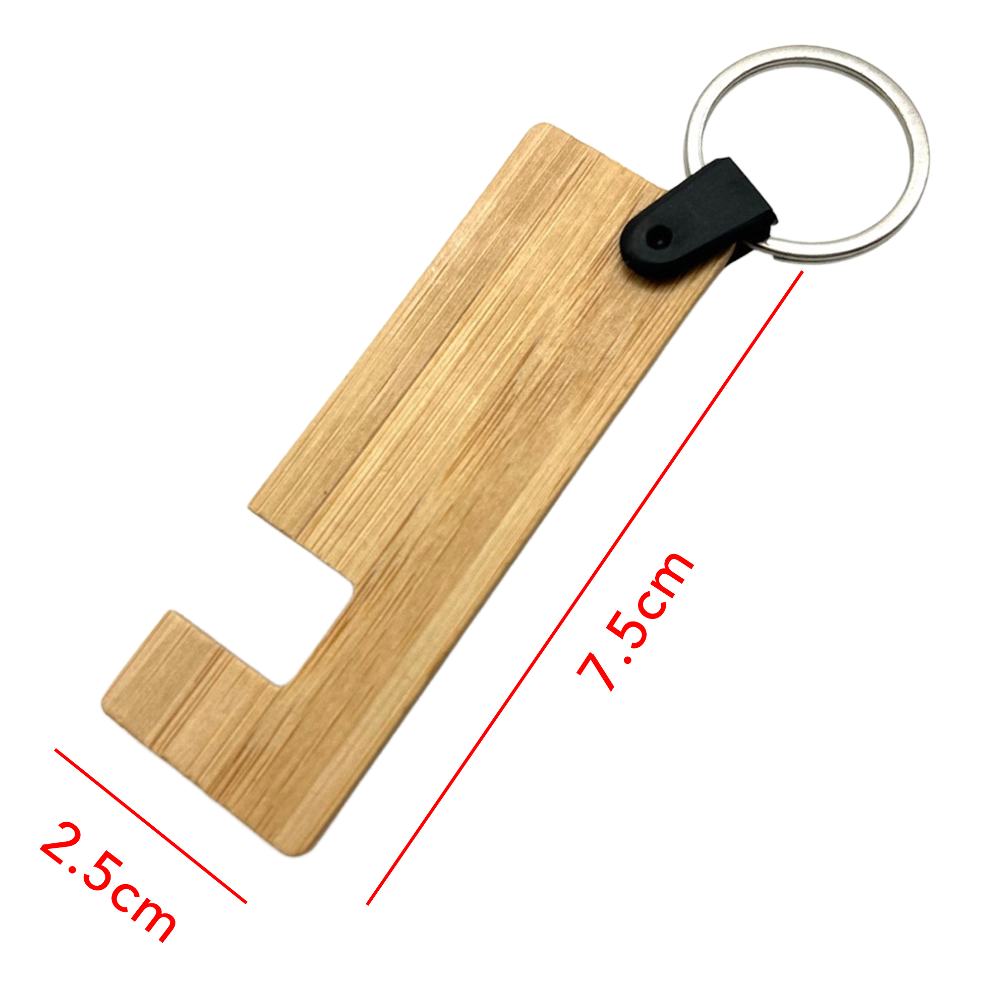 Bamboo Keychain Phone Stand Eco-friendly Keyring Phone Holder