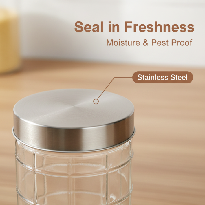 Textured Glass Storage Jar Borosilicate Glass Canister