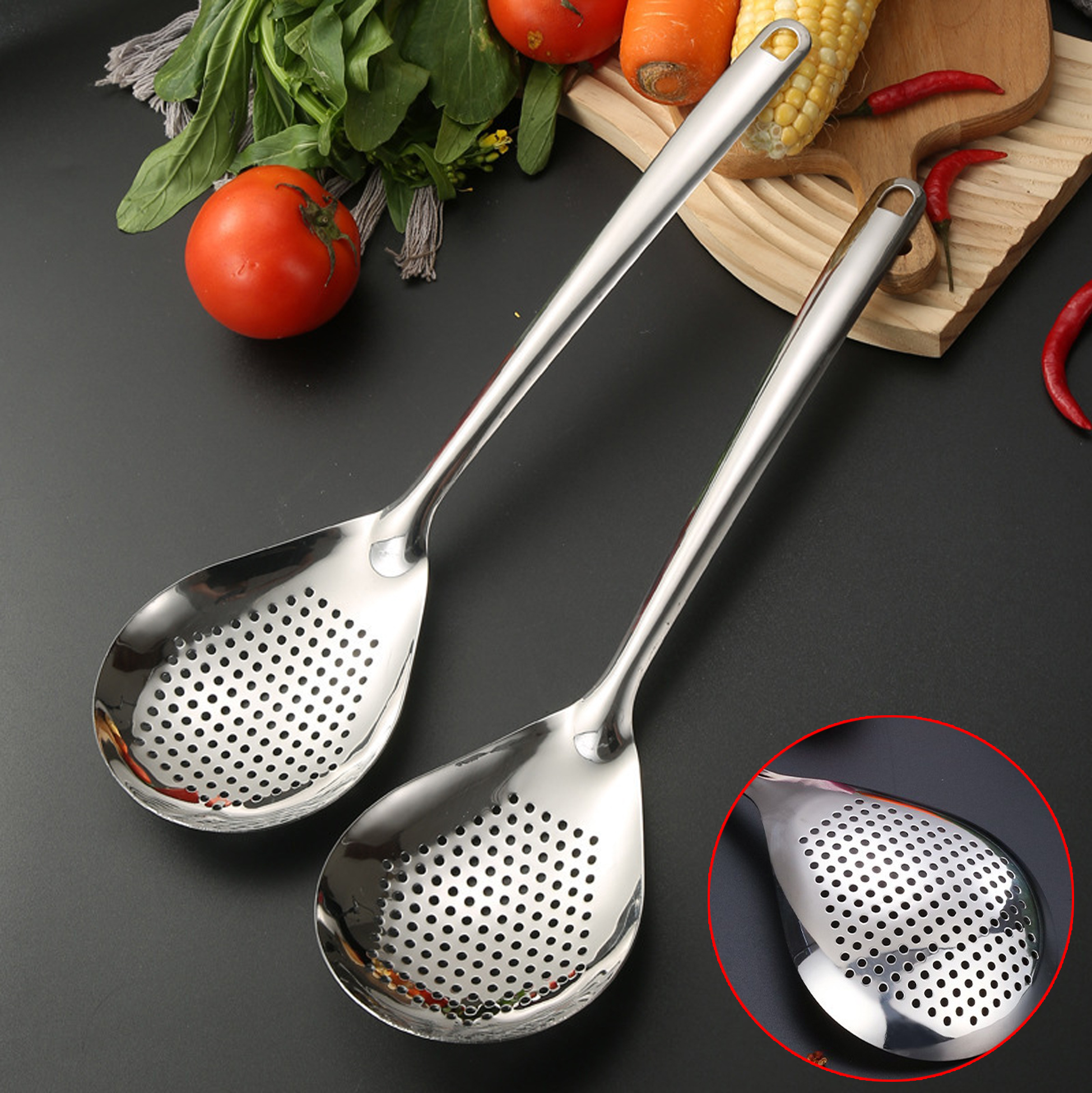 Stainless Steel Slotted Spoon Kitchen Slotted Draining Spoon for Pasta