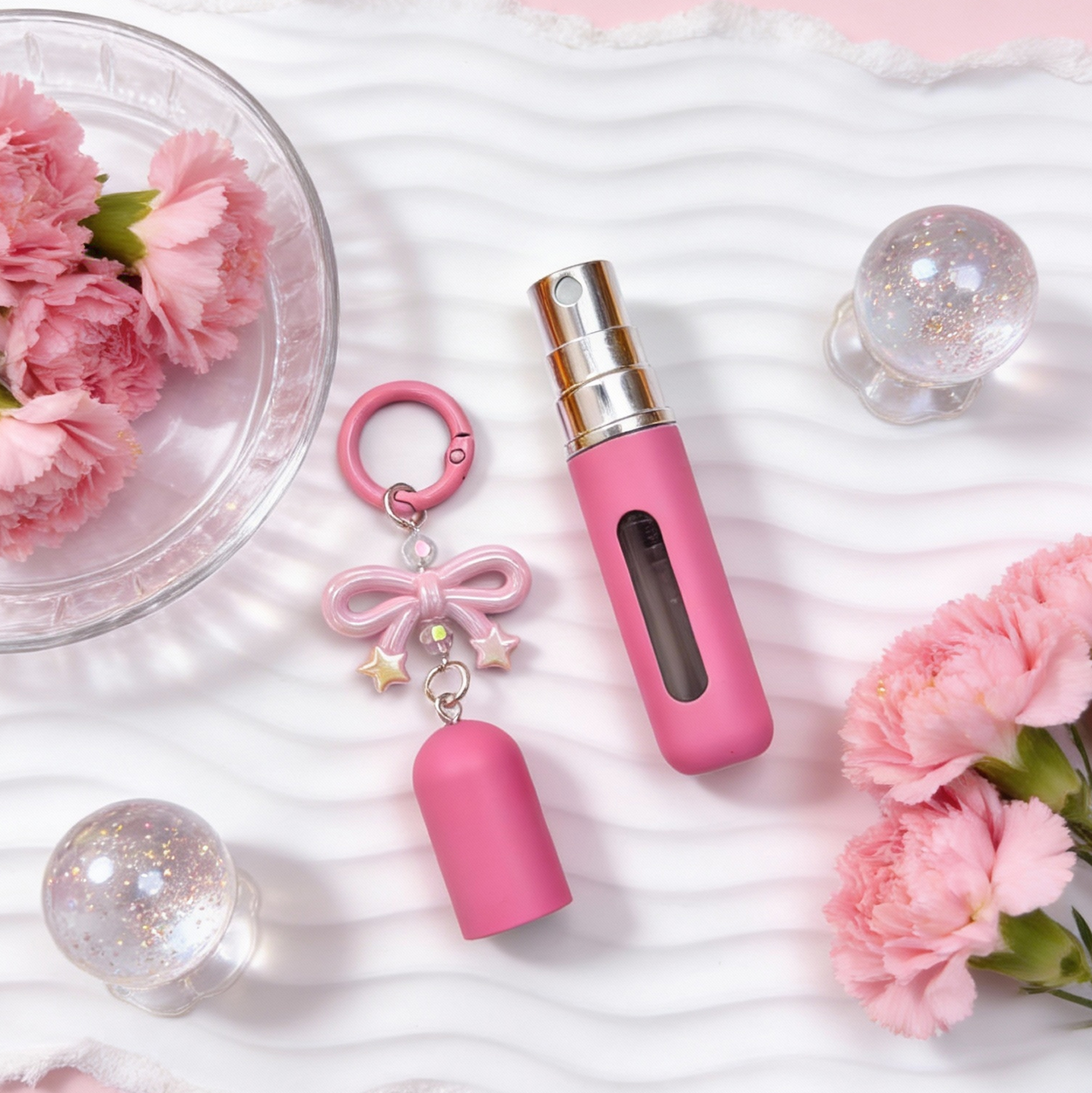 Bow Charm Perfume Atomizer Keychain