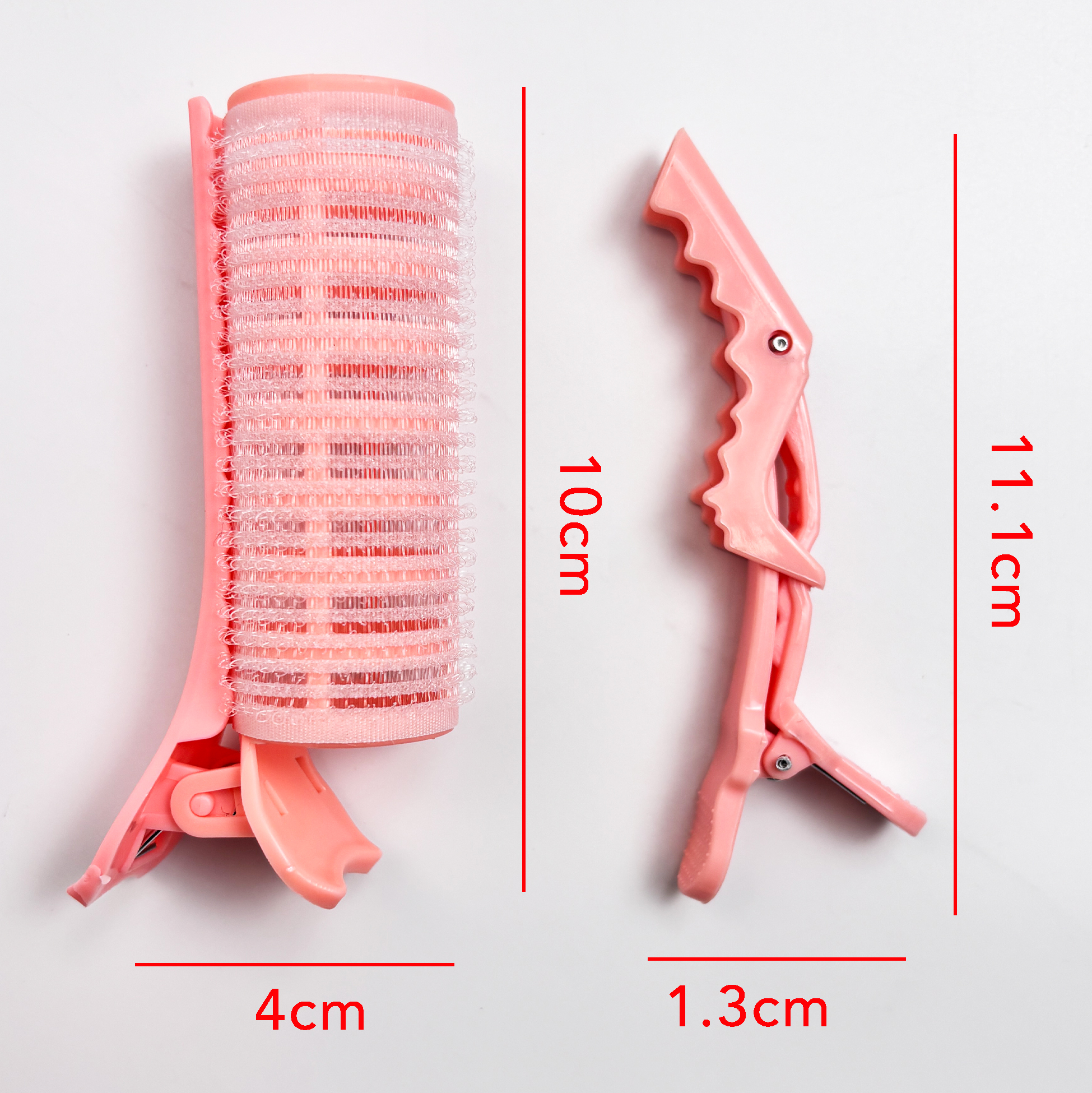 Set of 4 Pink Hair Roller Clips Striped Mesh Hair Curlers