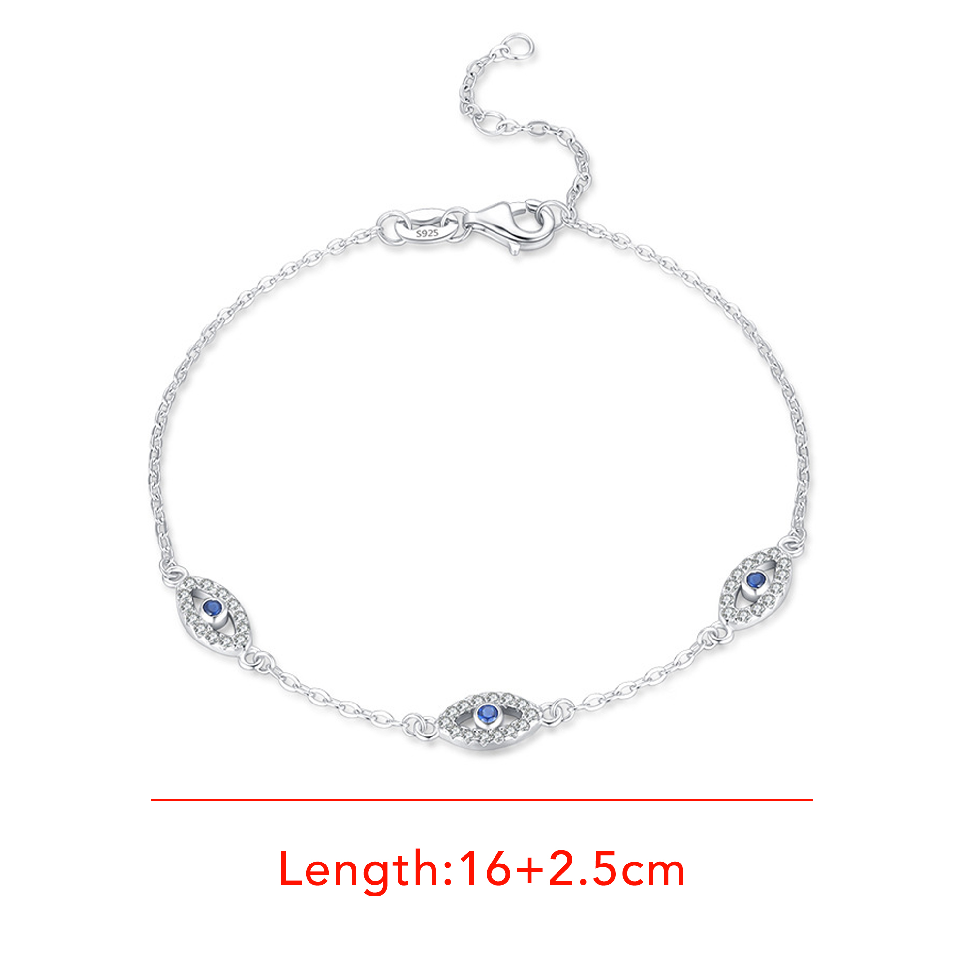 Mother's Day Evil Eye Silver Bracelet Adjustable Silver Evil Eye Bracelet