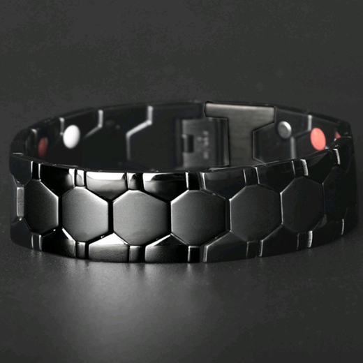 KAMALOOK Black Hexagonal Magnetic Therapy Bracelet