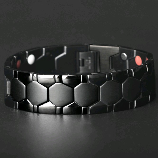 KAMALOOK Black Hexagonal Magnetic Therapy Bracelet