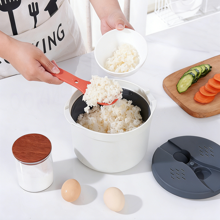 Microwave Rice Cooker with Lid & Spoon