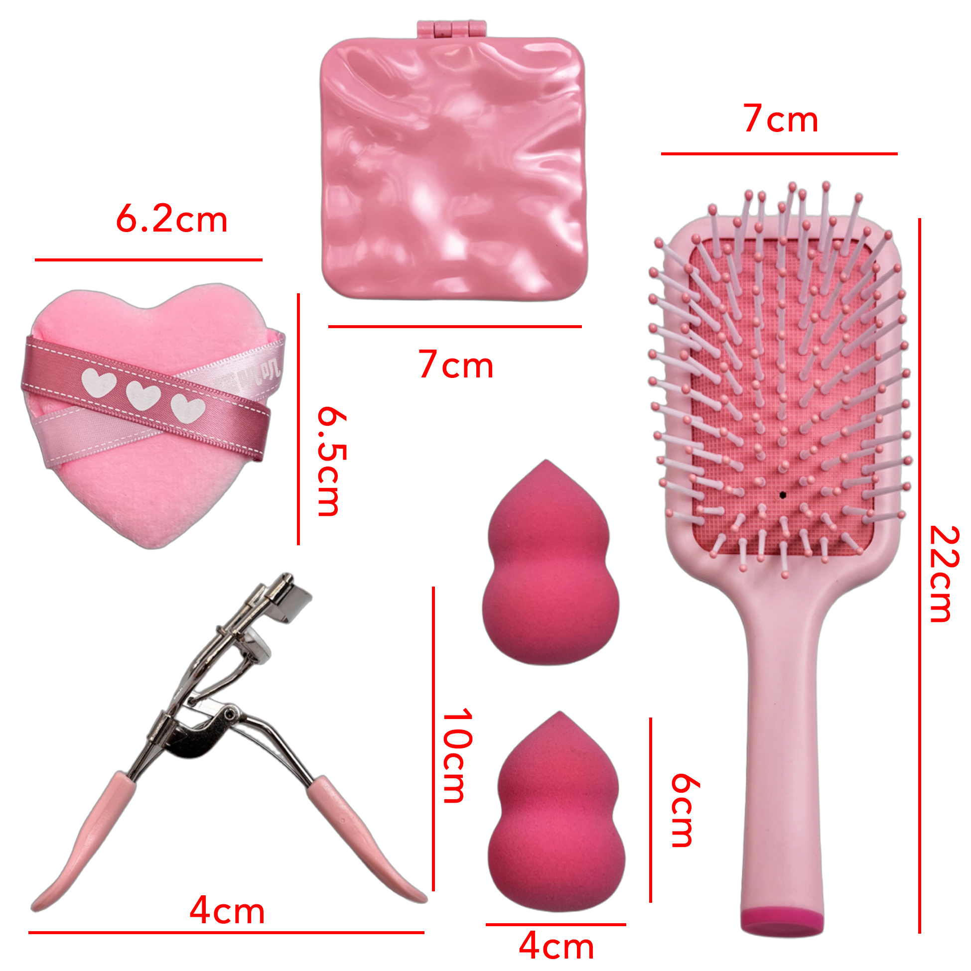 Set of 6 Pink Makeup Accessory Set
