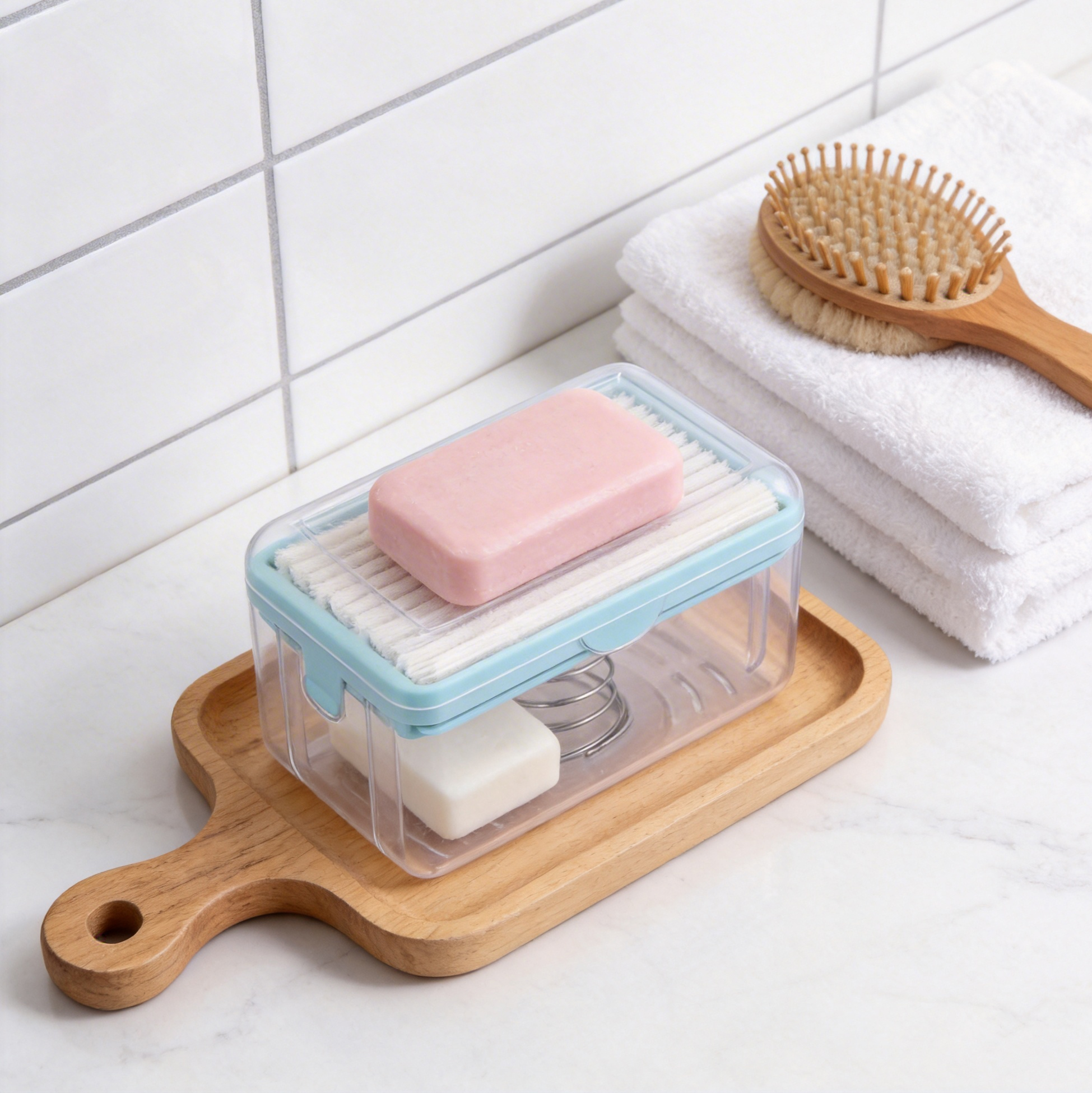 Multifunctional Soap Dispenser Box with Built-in Brush