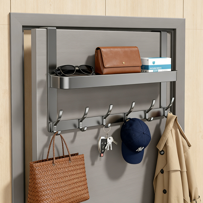 Over The Door Hooks with Storage Shelf