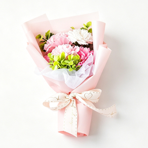 Light Pink Artificial Carnation Flower Bouquet with Gift Box