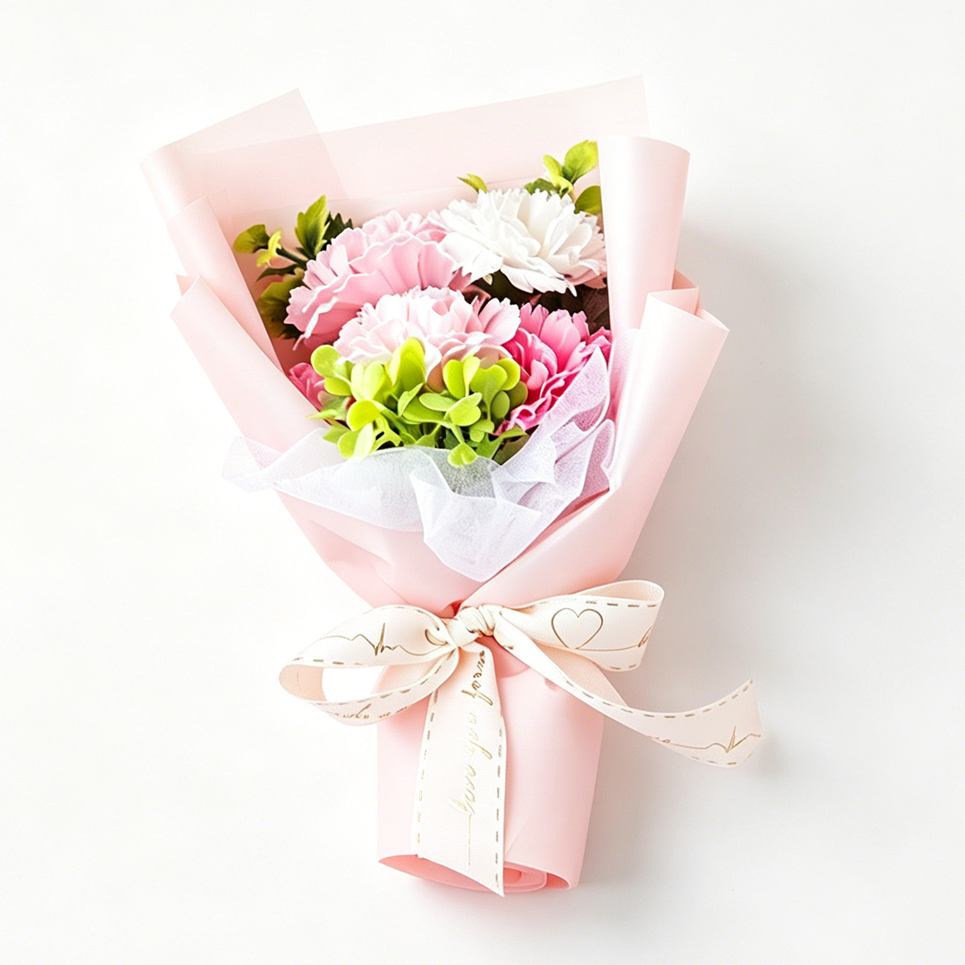 Light Pink Artificial Carnation Flower Bouquet with Gift Box