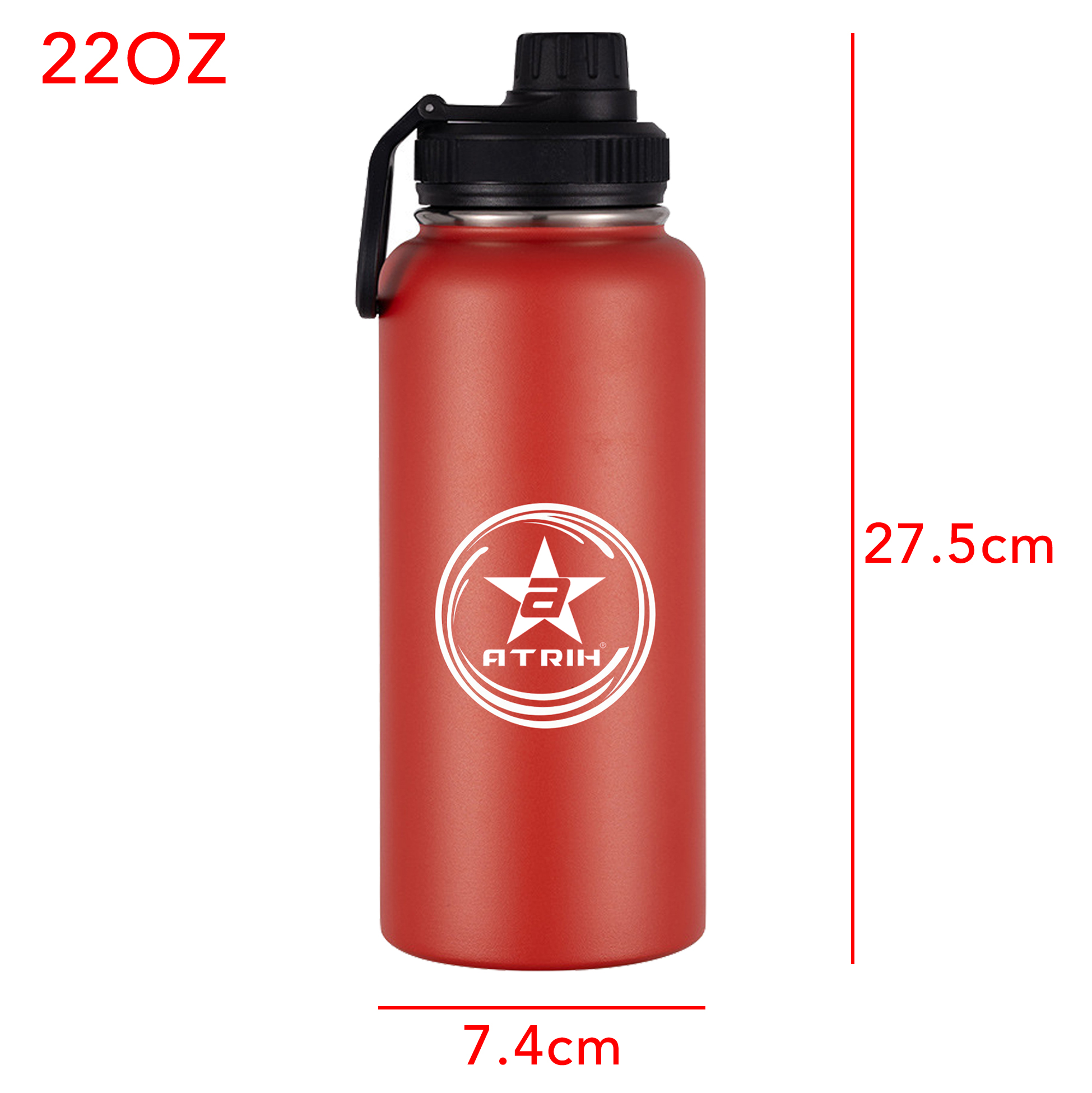 ATRIH 22oz Stainless Steel Insulated Water Bottle