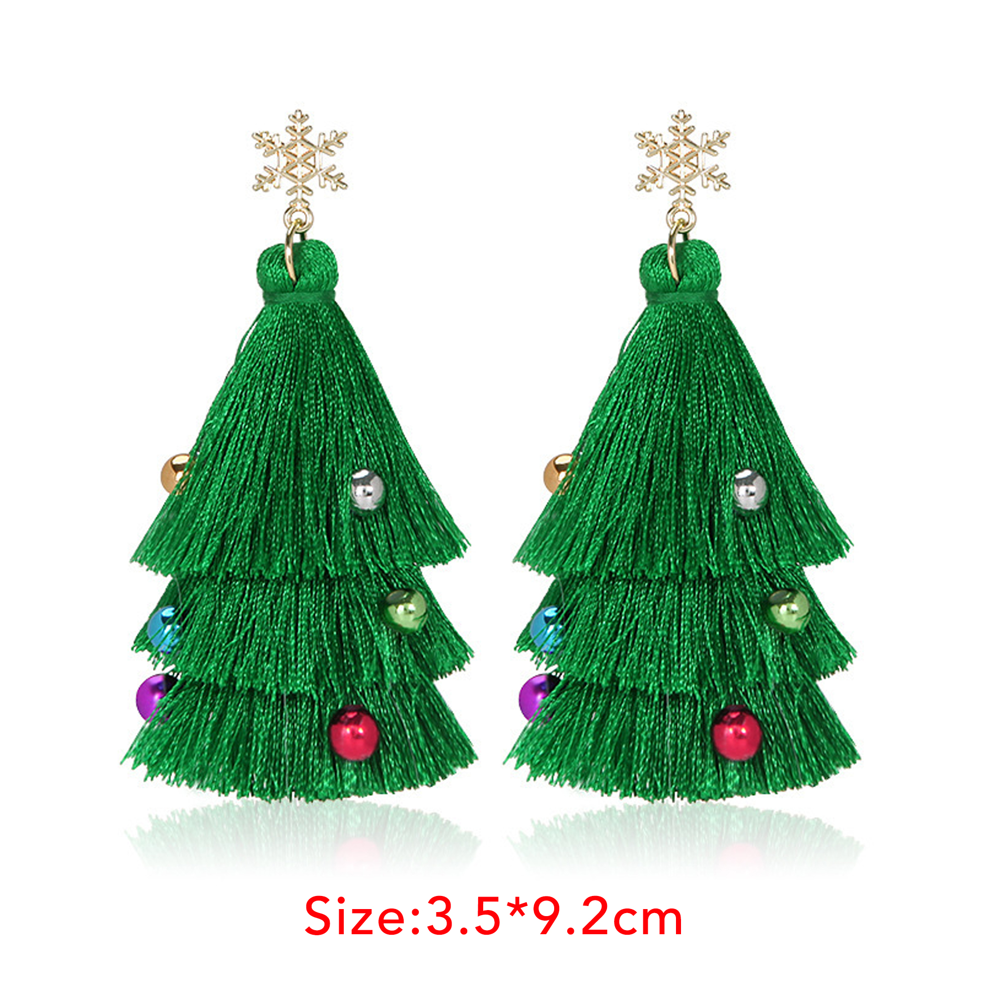 Christmas Tree Tassel Dangle Earrings