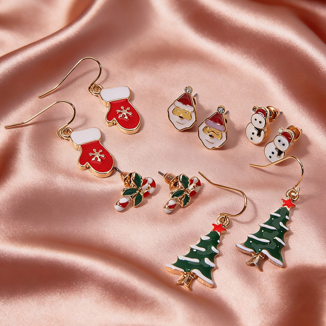 5-Pairs Christmas Earrings Set for Women