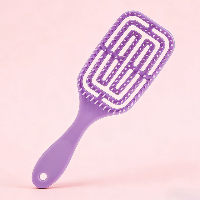Hollow Grid Hair Brush Purple Detangling Brush