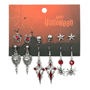 6 Pairs Halloween Gothic Earrings Set for Women