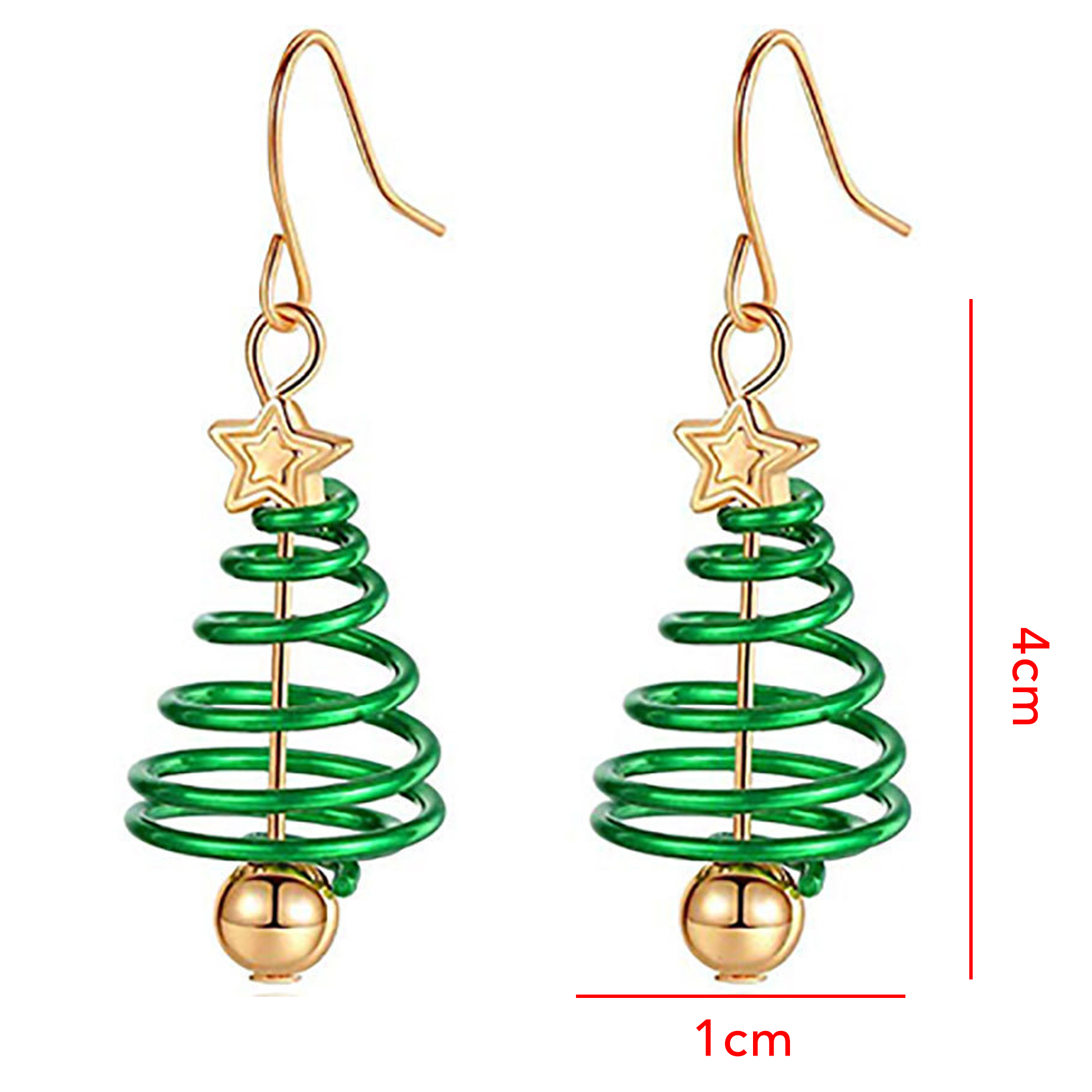 3D Spiral Christmas Tree Dangle Earrings