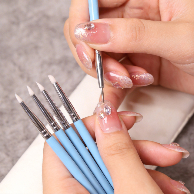 5 Pcs Dual-Ended Silicone Nail Art Brush Set