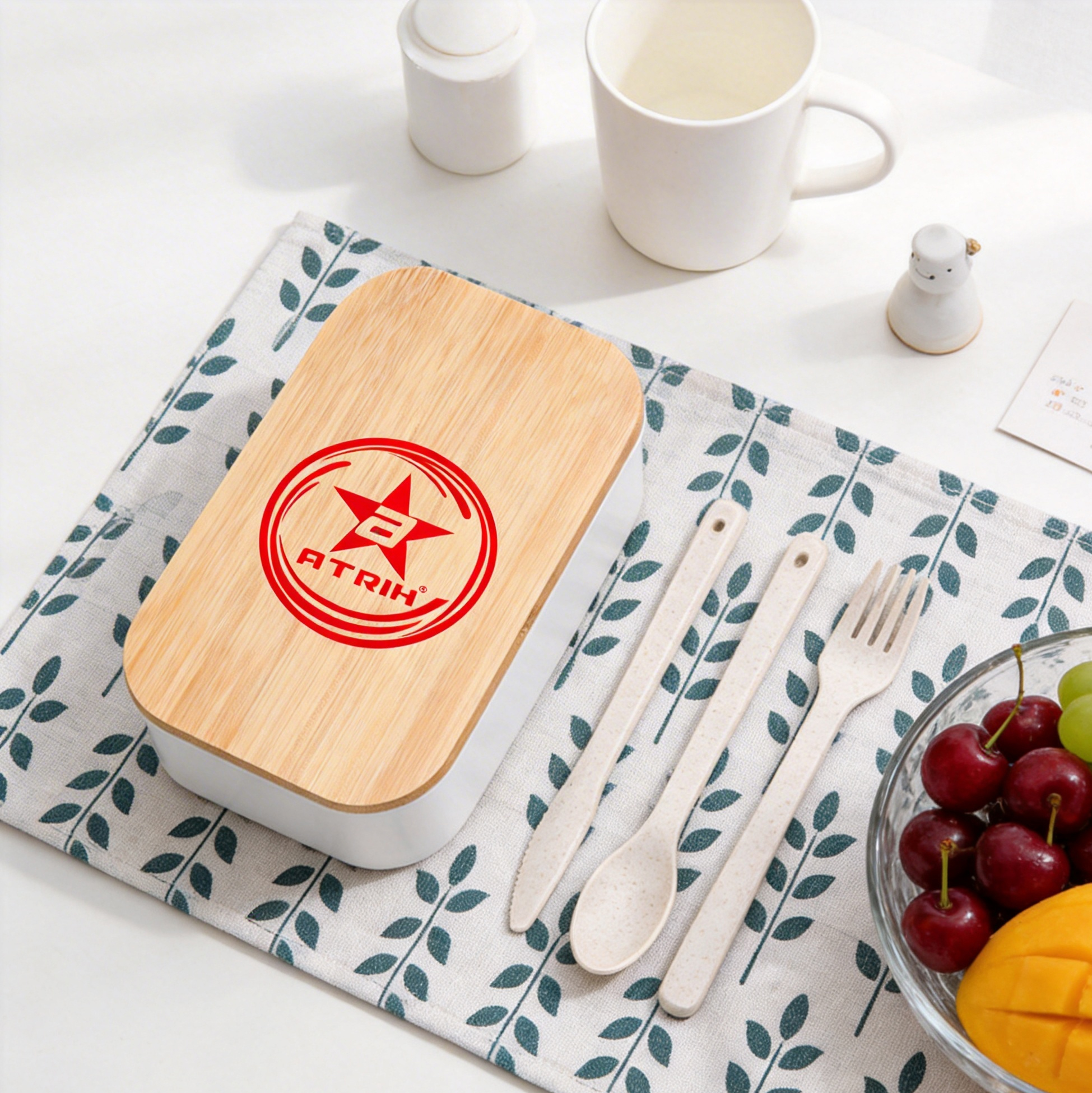 ATRIH Eco-Friendly Wheat Straw Bento Box with Utensils