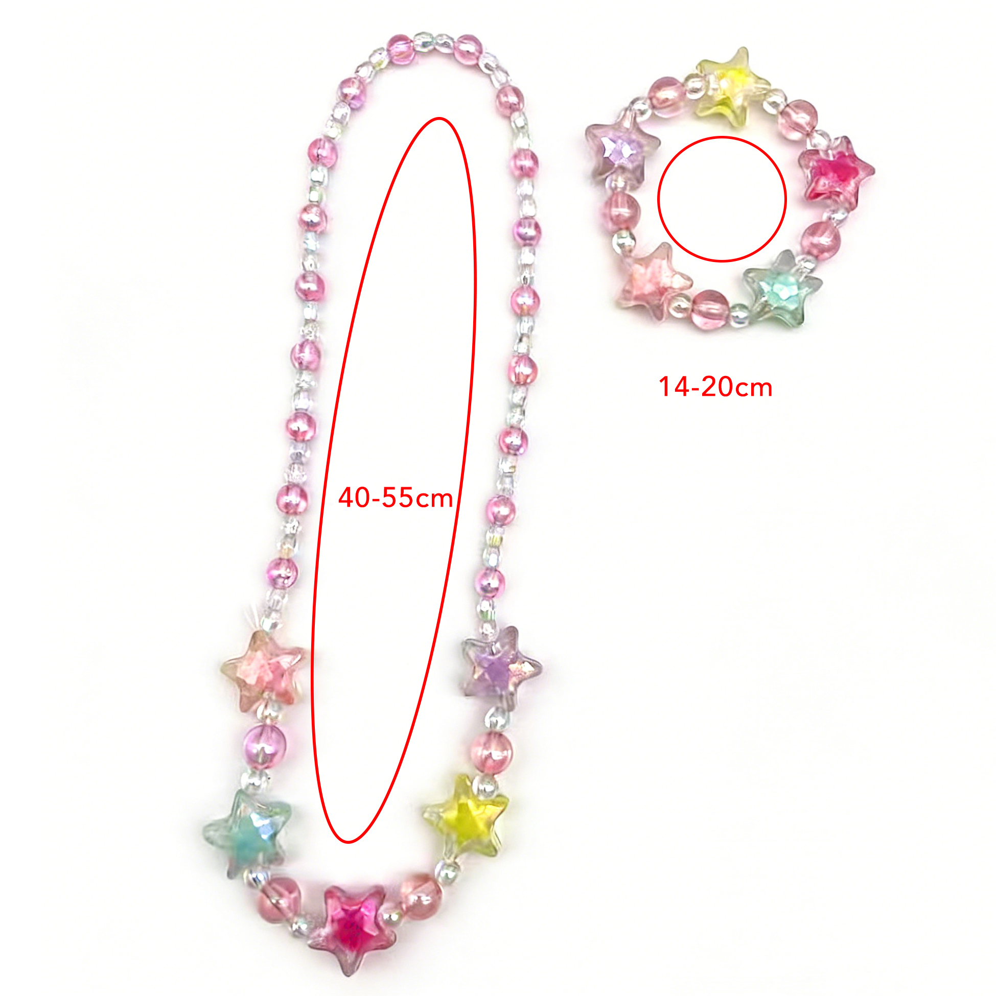 Kids Star Beaded Necklace And Bracelet Set