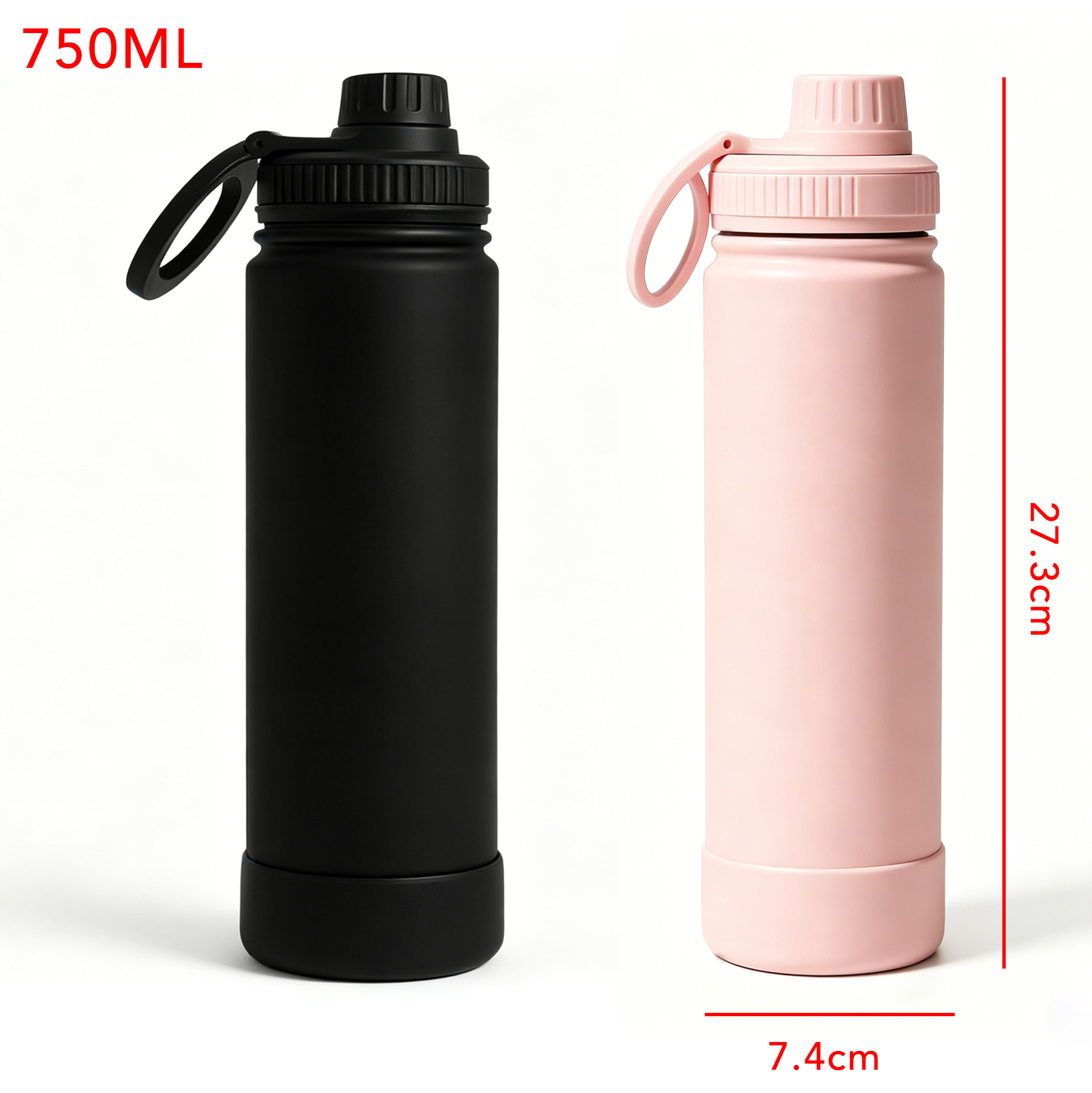 750ML Insulated Stainless Steel Water Bottle with Magnetic Phone Holder Lid