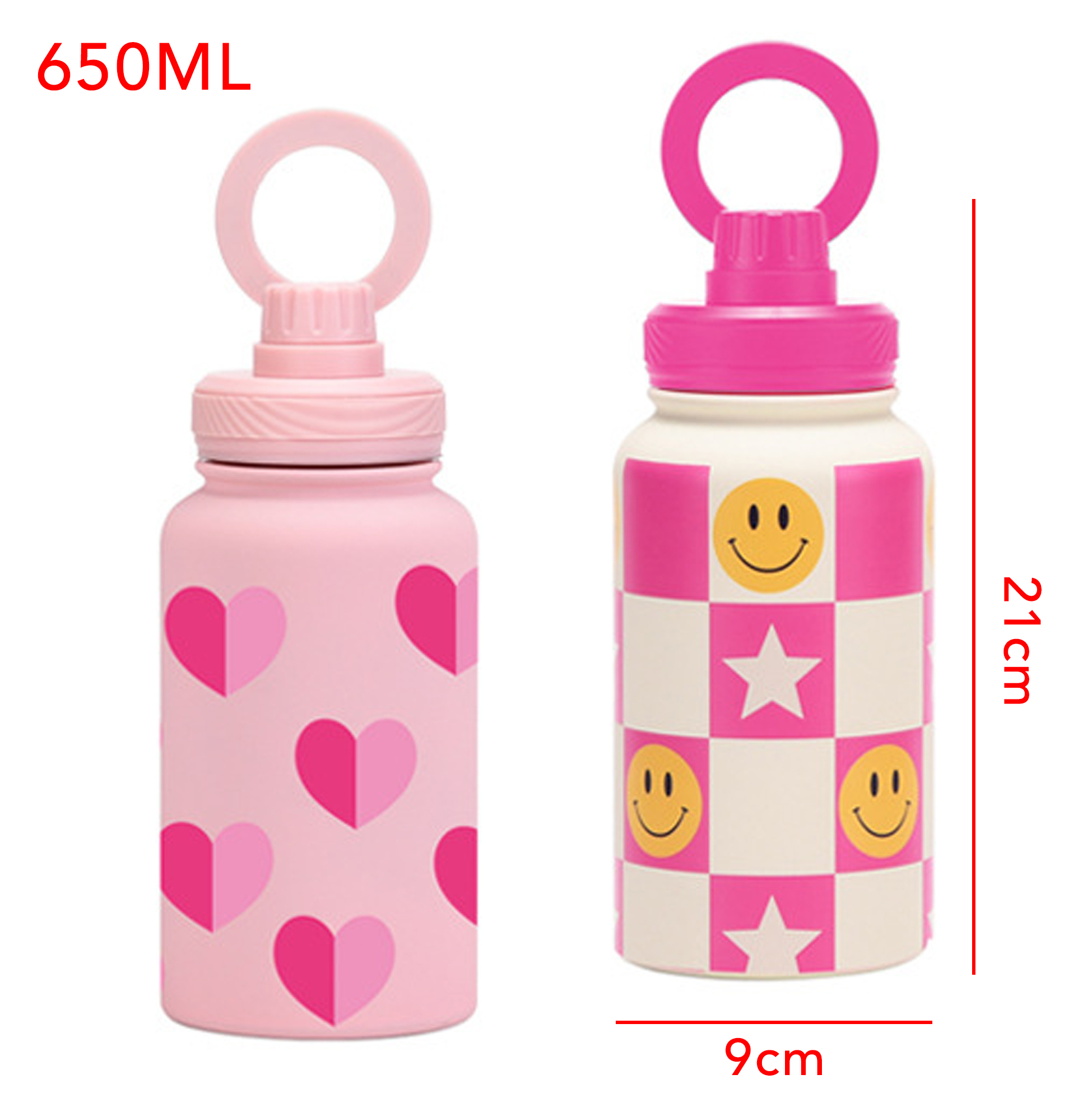 650ML Insulated Stainless Steel Water Bottle with Magnetic Phone Holder Lid