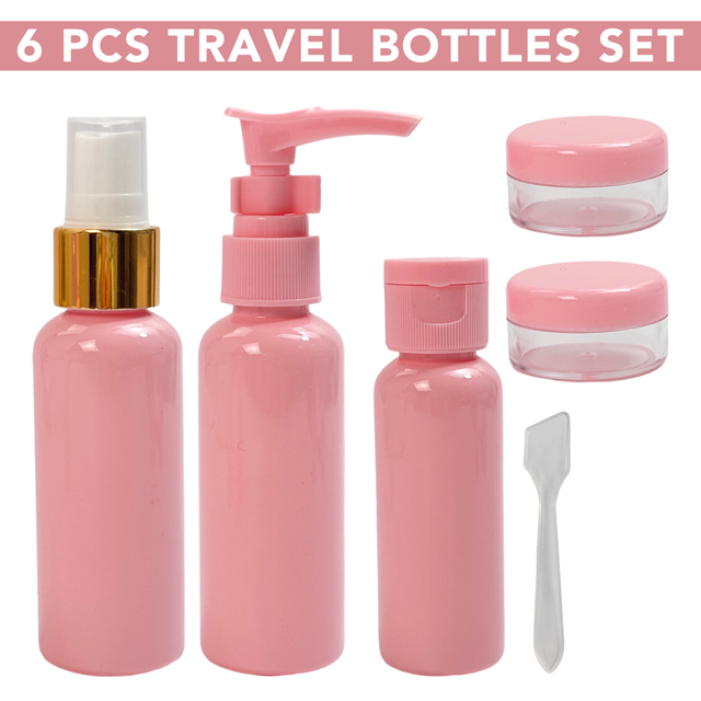 6 PCS Pink Travel Bottles Set