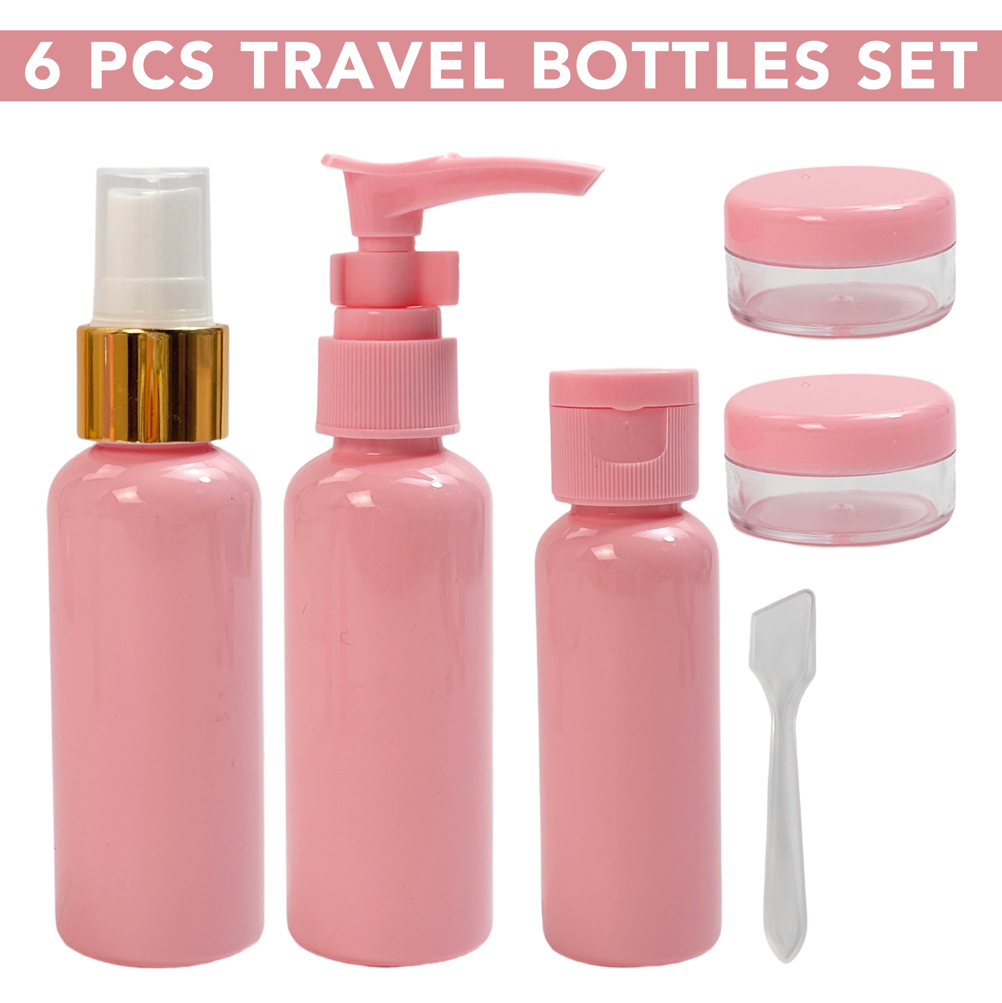 6 PCS Pink Travel Bottles Set