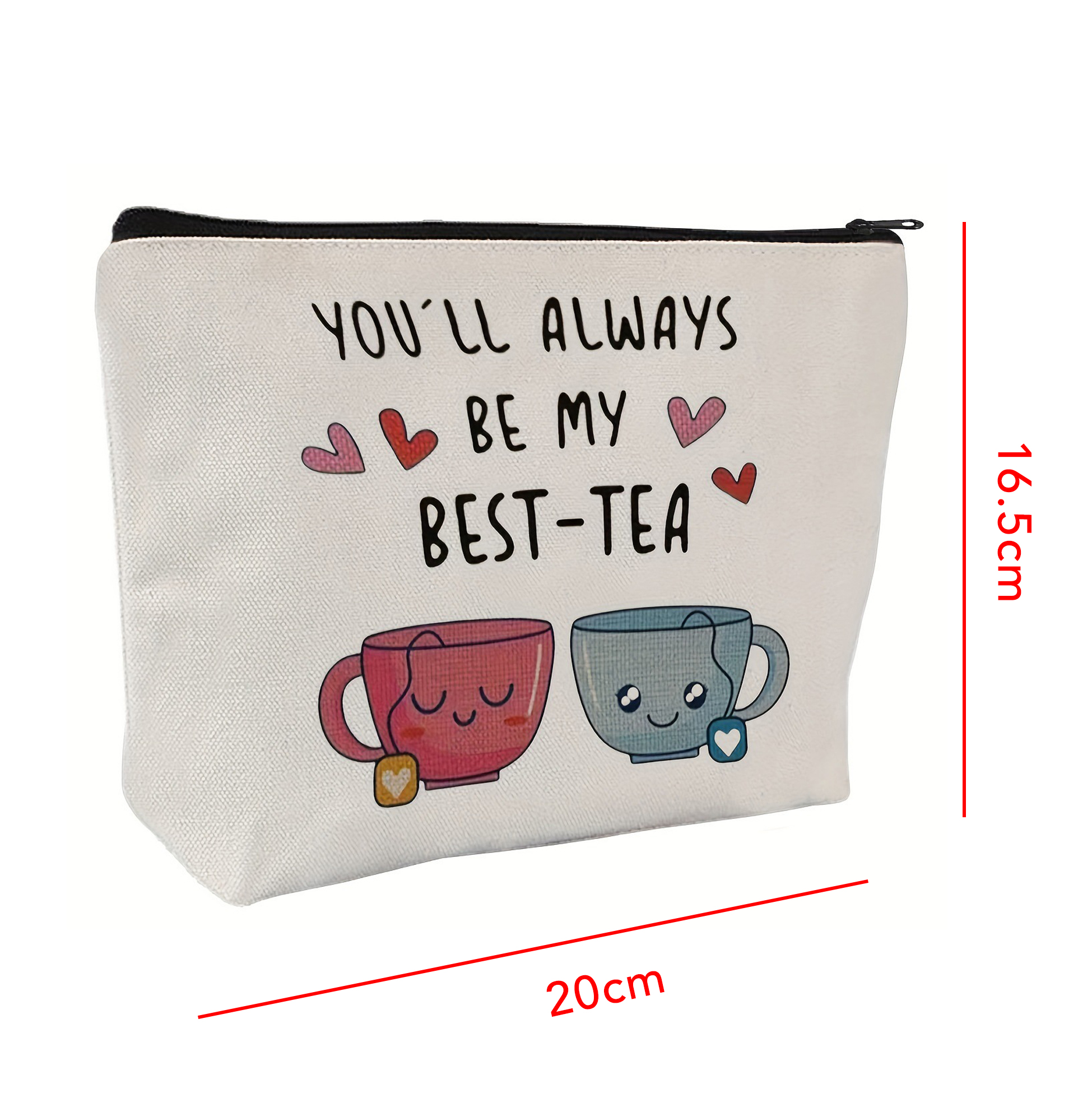Cute Tea Pun Cosmetic Pouch with Zipper