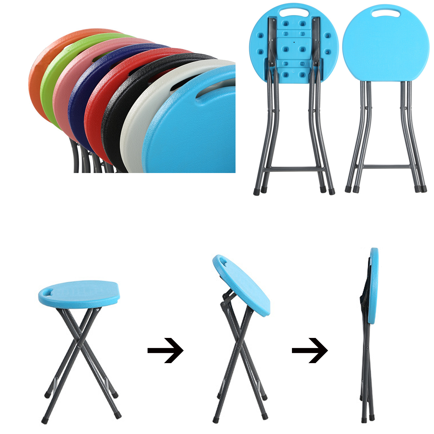 Plastic Stool Thickened Adult Simple Folding Chair Household Folding Stool Portable Outdoor Simplicity Small round Stool