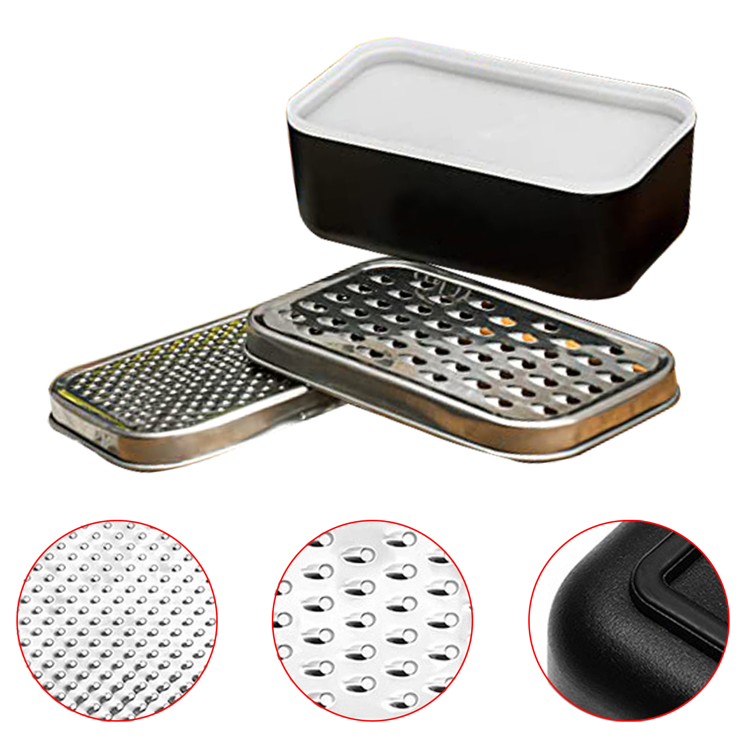 Double-sided Cheese Grater Portable Ginger Garlic Shredder With Food Saver Container Stainless Steel Rectangle Box And Graters