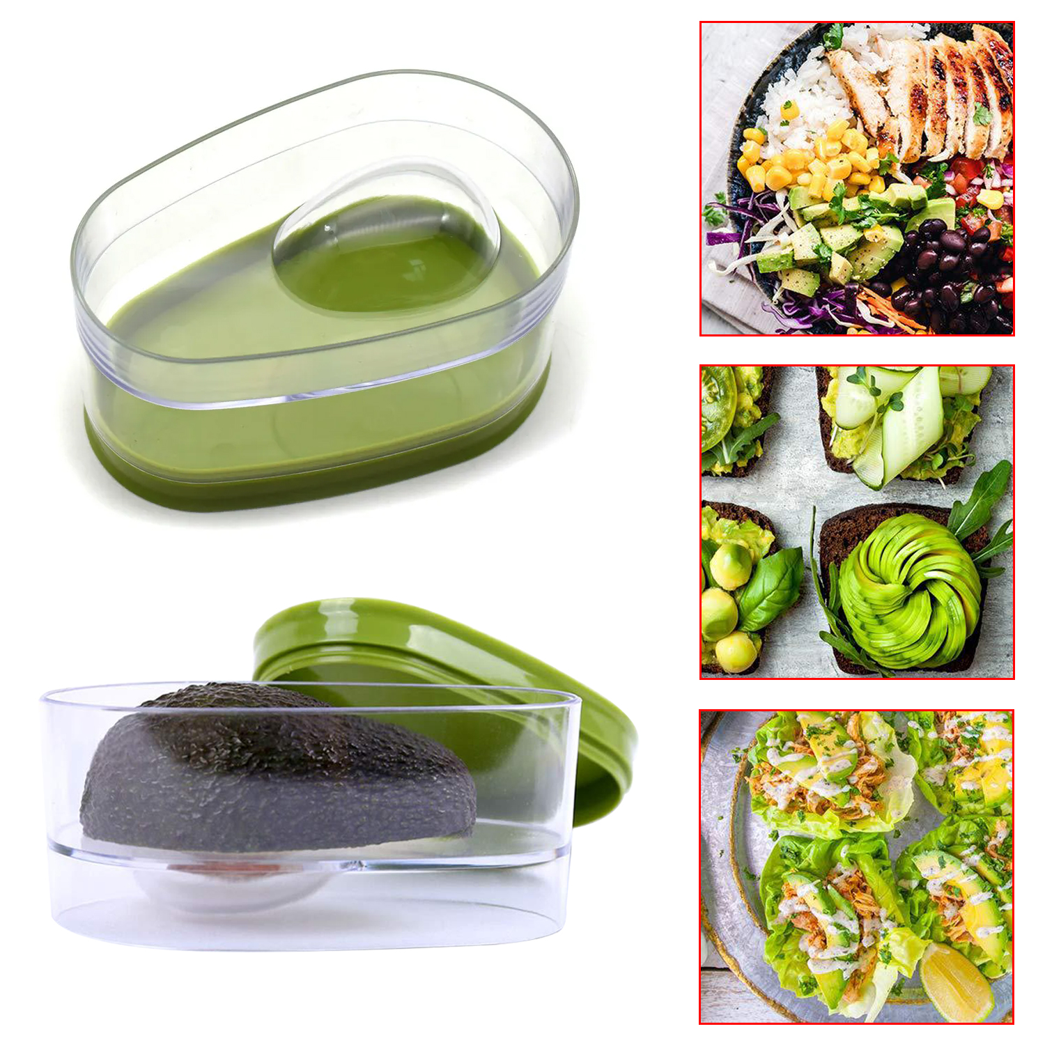 1PC Avocado Food Storage Box Reusable Avocado Saver Plastic Fruit Container for Kitchen Crisper Vegetable Organizer