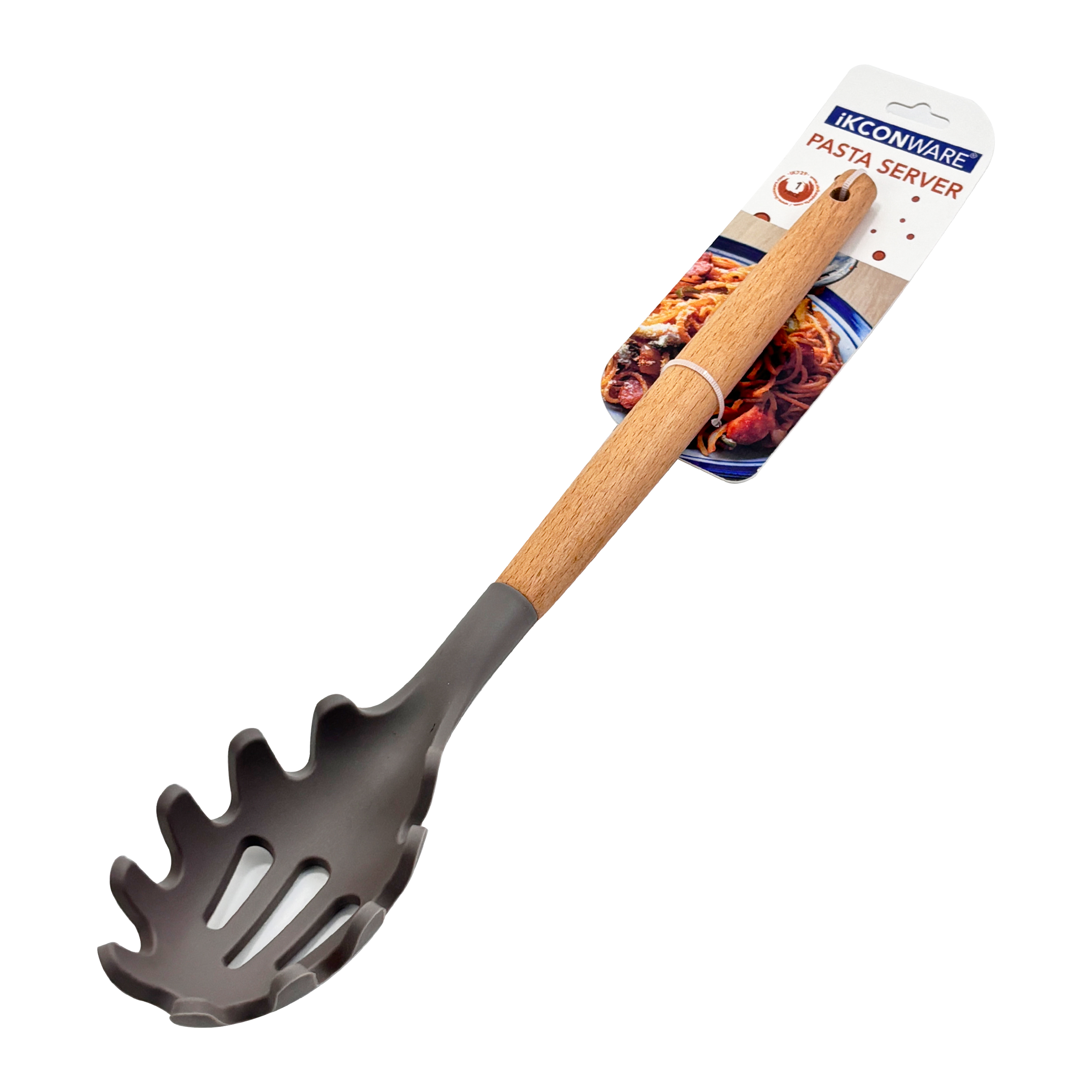 Wooden Handle Silicone Pasta Noodles Server