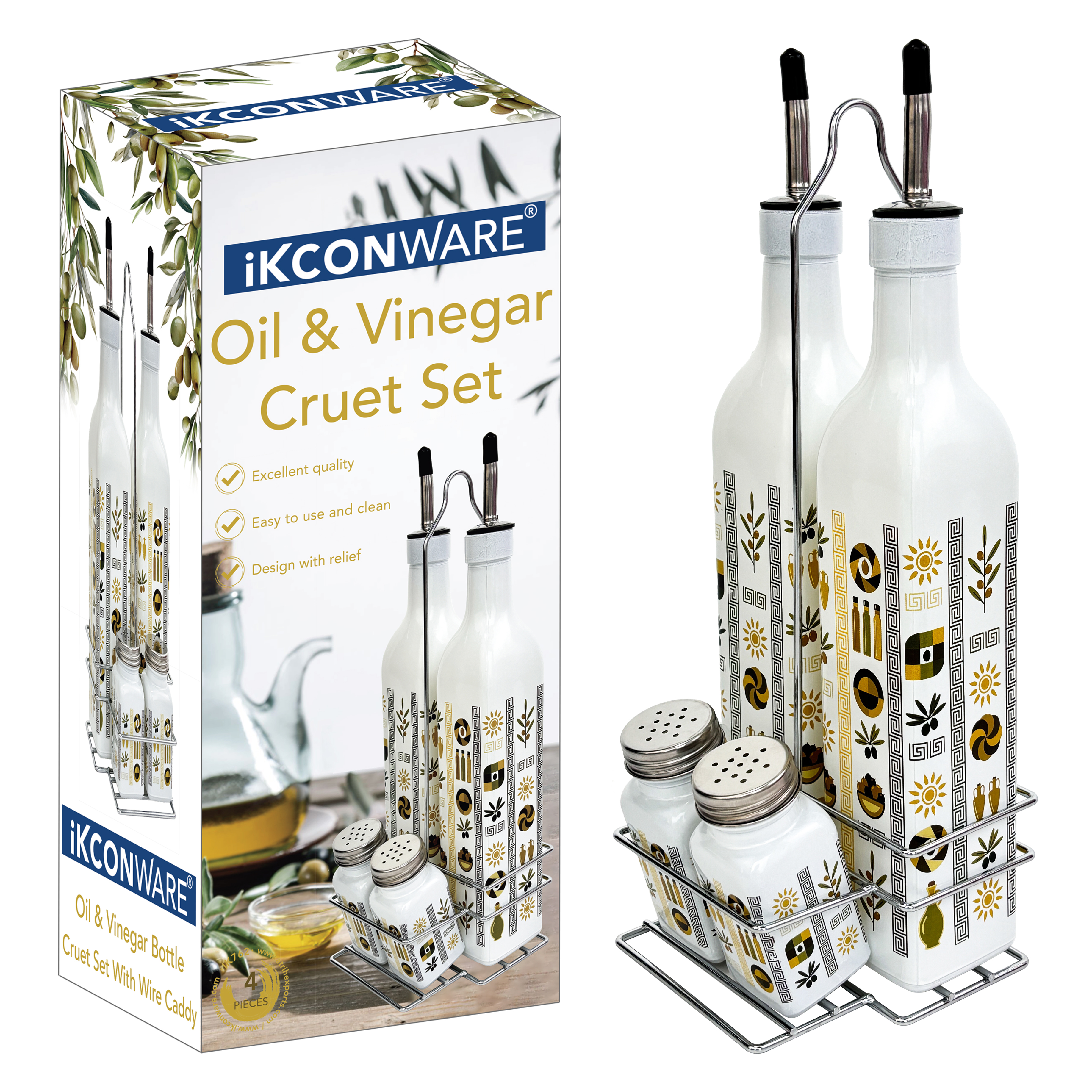 Elegant Glass Oil & Vinegar Cruet Set