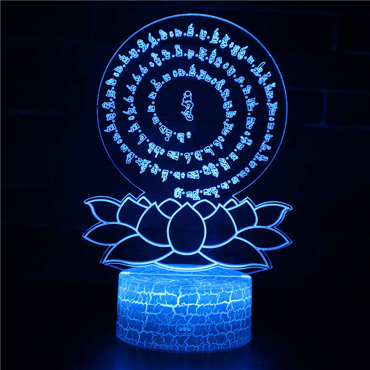3D Night Stand Light Touch Control Optical Illusion Visualization Hindu Gods Worship Buddha Avatar LED Night Light Lamp 7 Colours Changing Touch Control Night Light Lamp Stand 