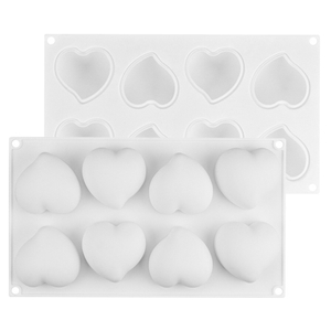 8 Cavity Heart Silicone Mousse Mold, Non-Stick Food Grade Silicone Mold