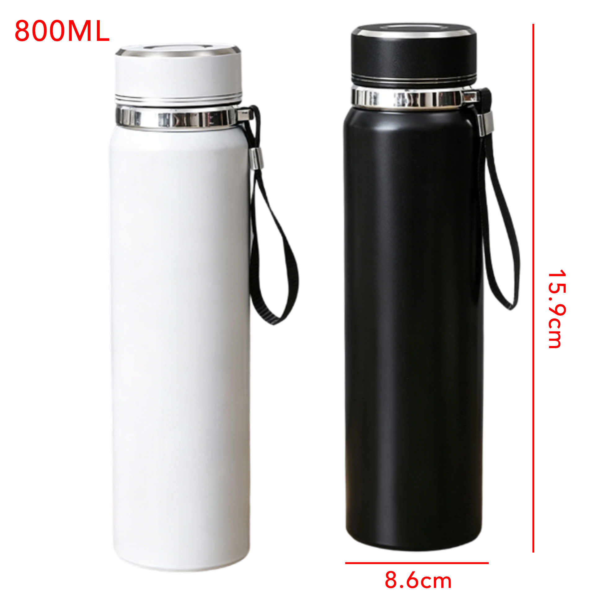 800ml Smart Temp Display Insulated Water Bottle with Tea Strainer