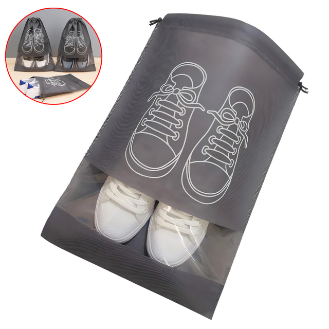 Stylish Black Drawstring Shoe Bag 