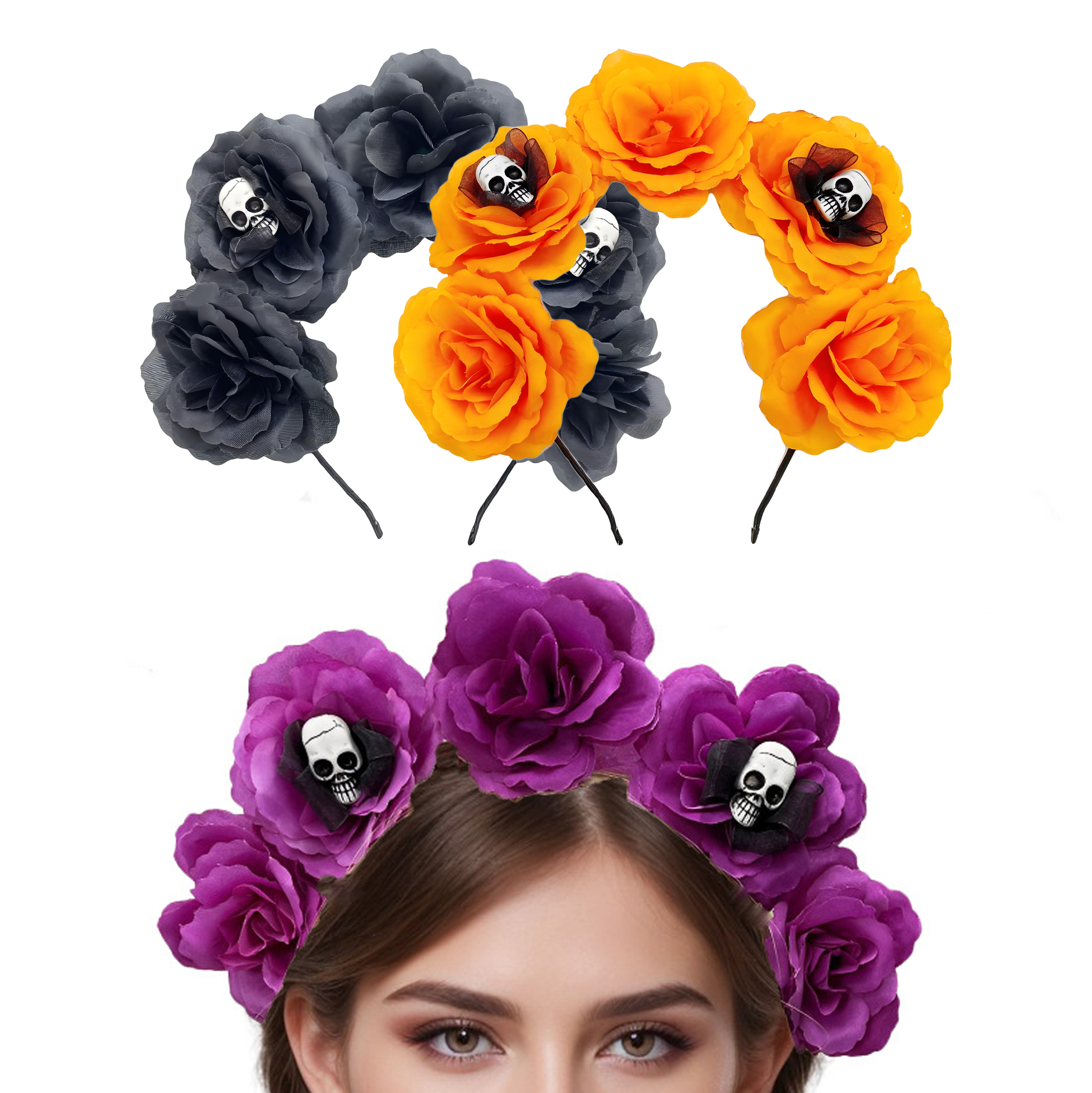 Skull Flower Headband for Halloween