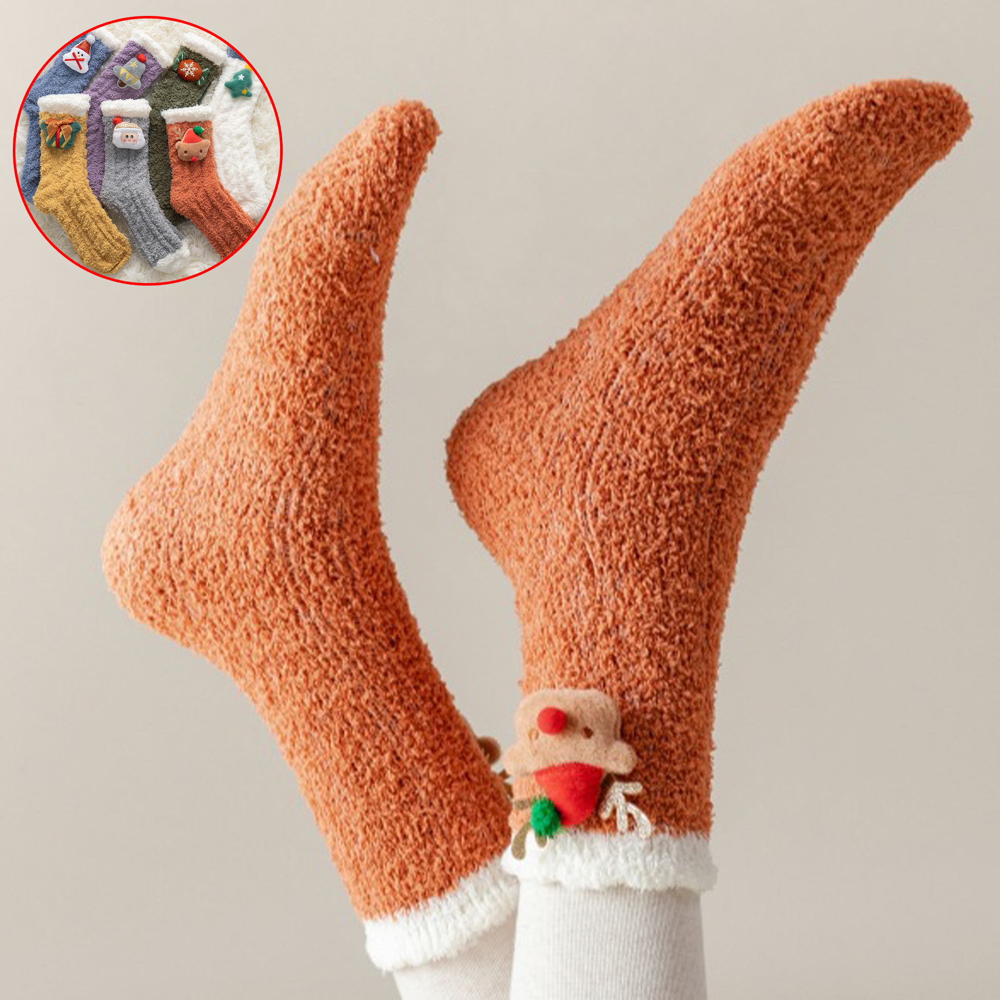 Christmas Fluffy Socks with Decorations