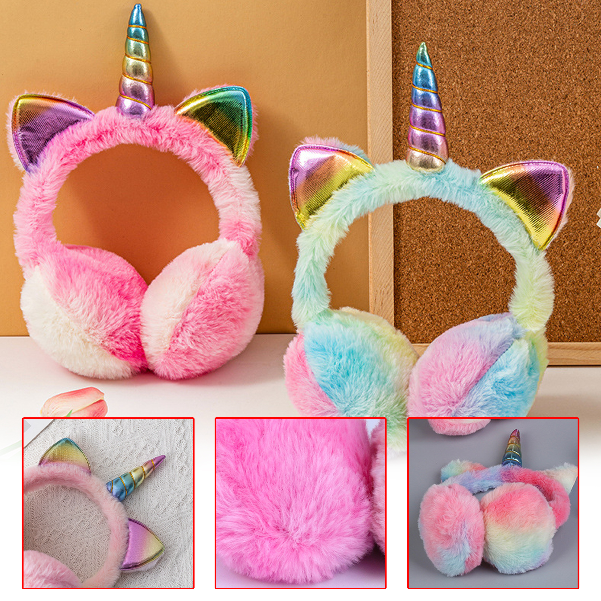 Unicorn Earmuffs with Fluffy Fur