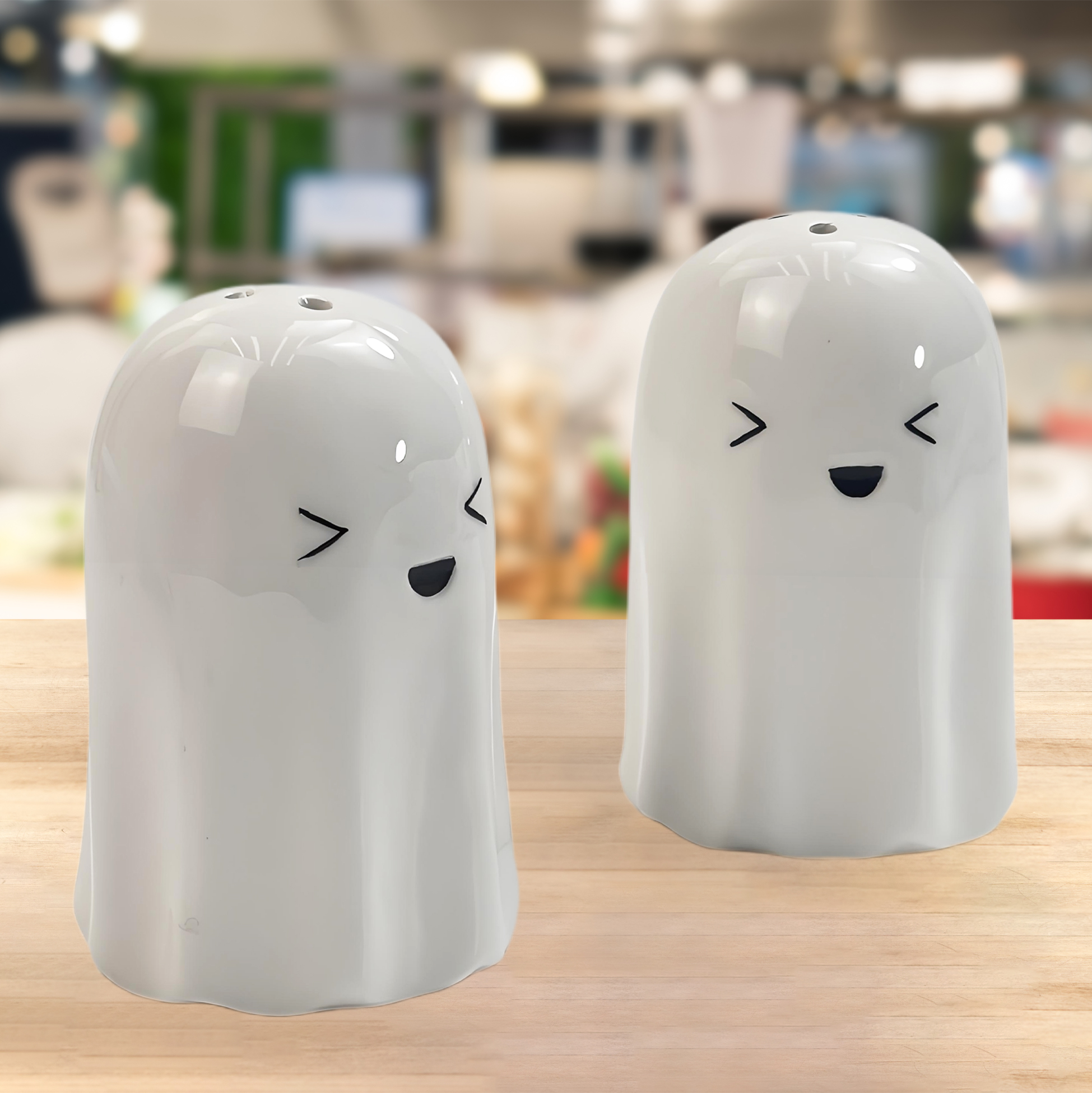 Ghost Shaped Ceramic Salt And Pepper Shakers 