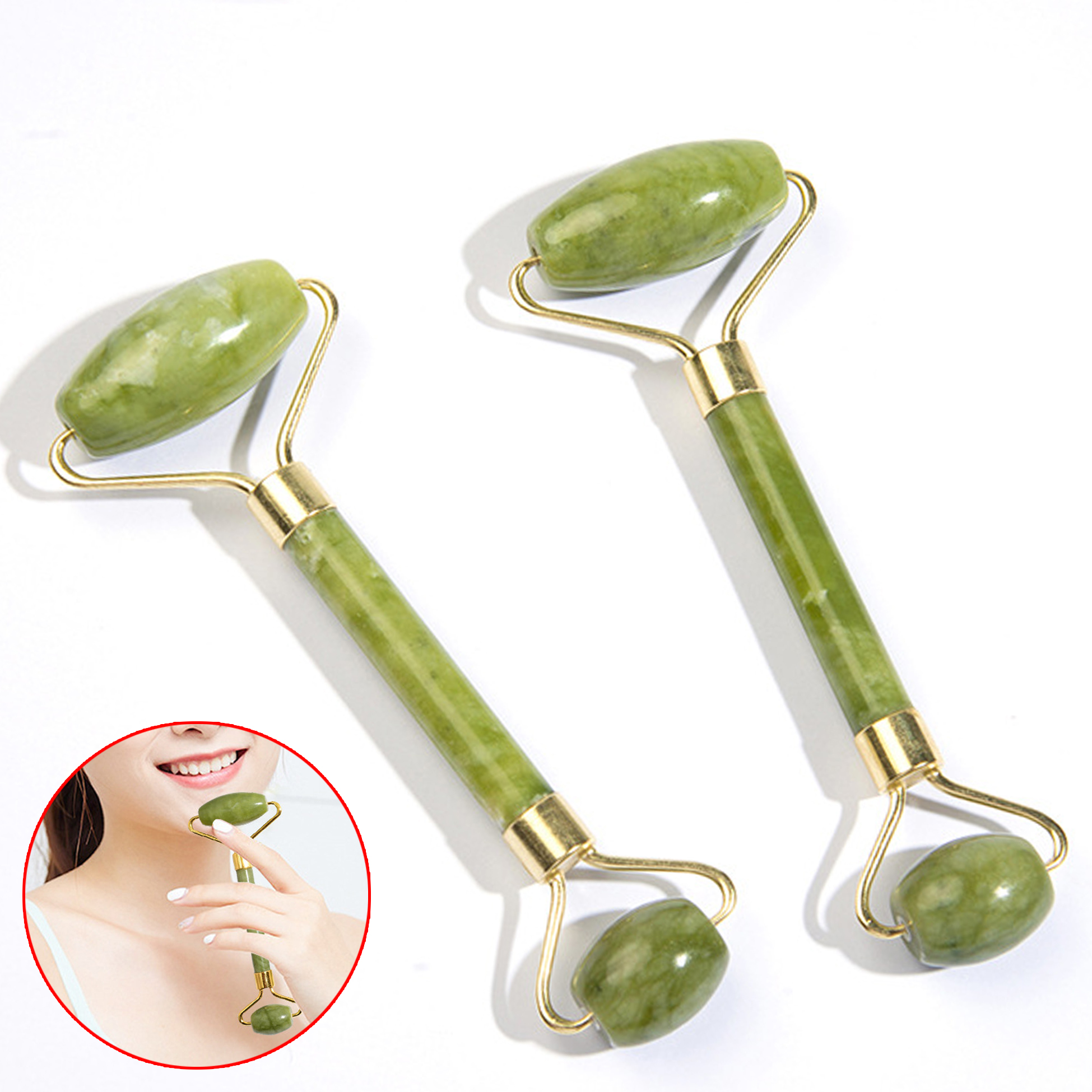 Jade Stone Double Roller Facial Massager