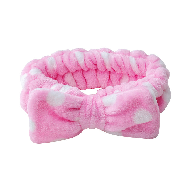 Polka Dot Plush Headband with Bow