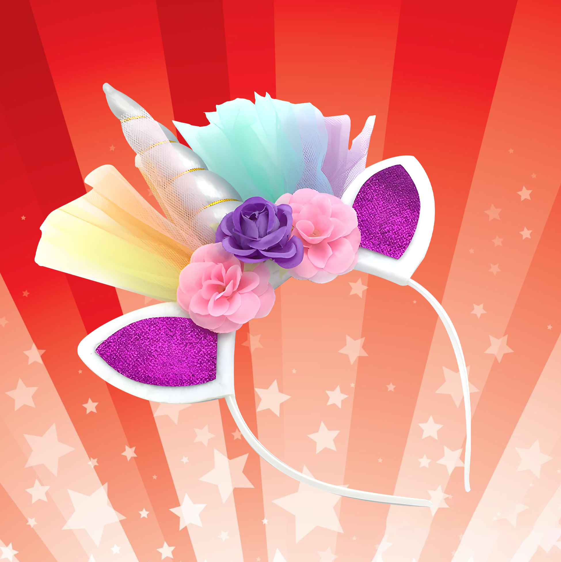 Unicorn Headband with Flowers and Tulle