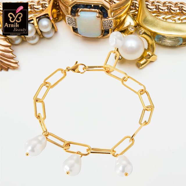 Gold Tone Paperclip Chain Bracelet