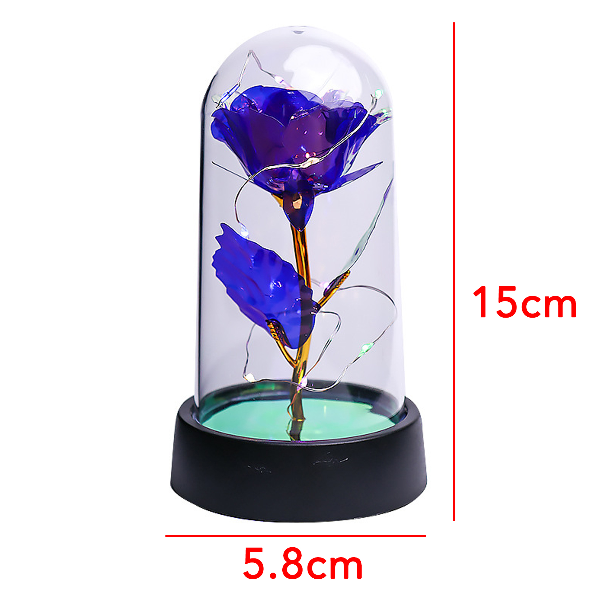 Enchanted Blue Rose in Glass Dome with LED Lights