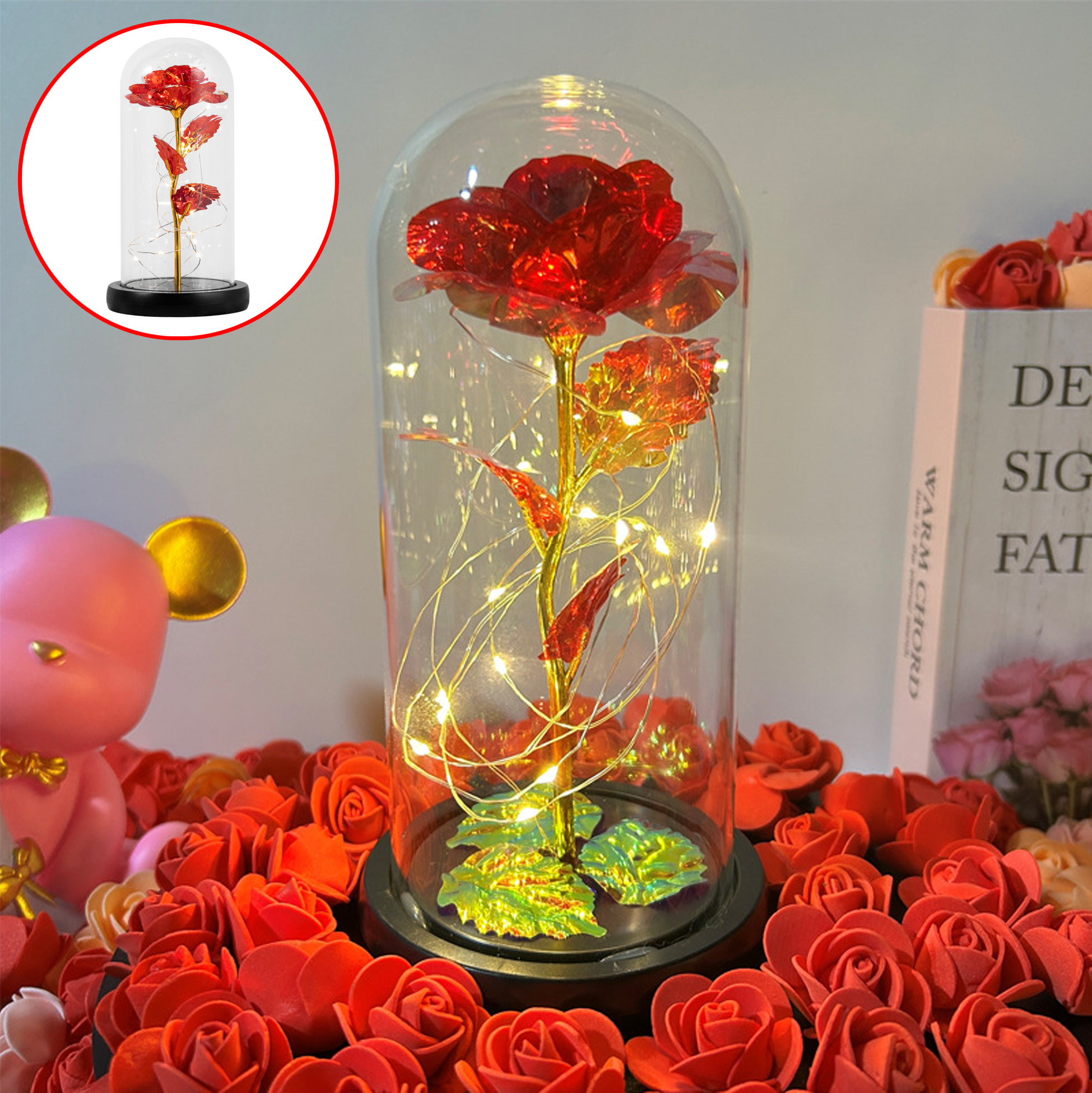 Enchanted LED Rose in Glass Dome
