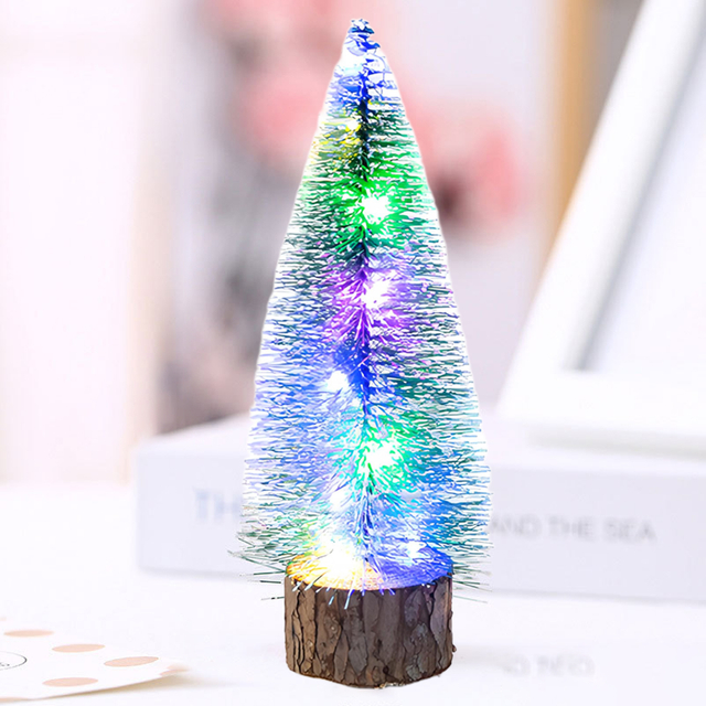 Mini LED Lit Artificial Christmas Tree with Log Base