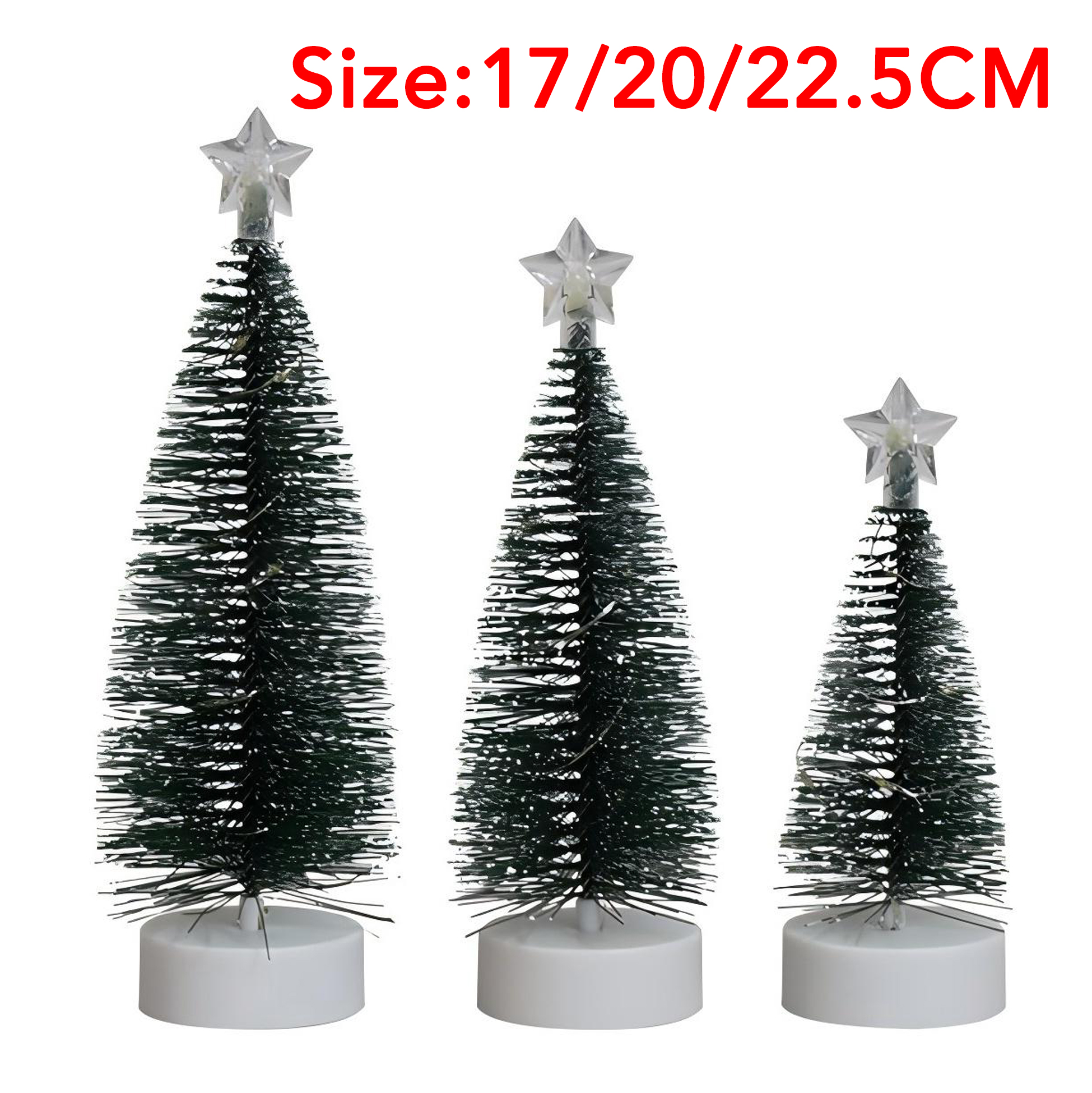 Set of 3 Mini Artificial Christmas Trees with Star Topperss
